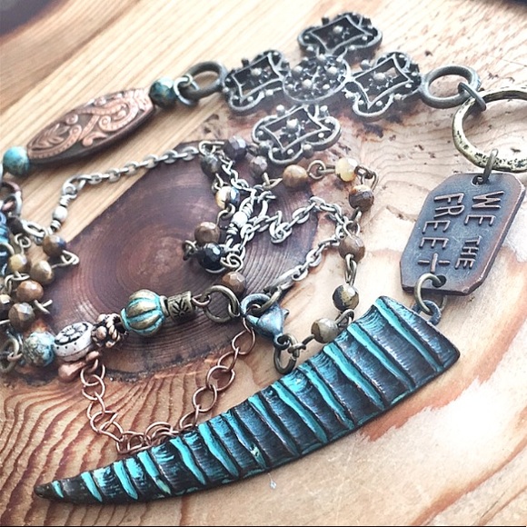 upcycled Jewelry - upcycled mixed metal pieced necklace